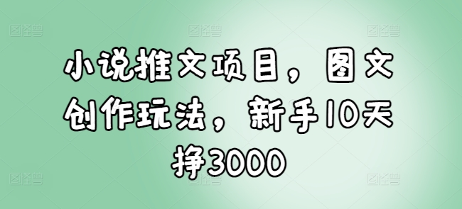 小说推文项目，图文创作玩法，新手10天挣3000-财兔窝项目网