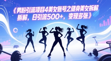 男粉引流项目4美女账号之健身美女拆解，日引流500+，变现多张-财兔窝项目网