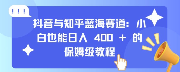 抖音与知乎蓝海赛道：小白也能日入 4张 的保姆级教程-财兔窝项目网