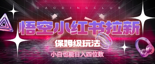 悟空小红书拉新，保姆级玩法，小白也能日入四位数-财兔窝项目网