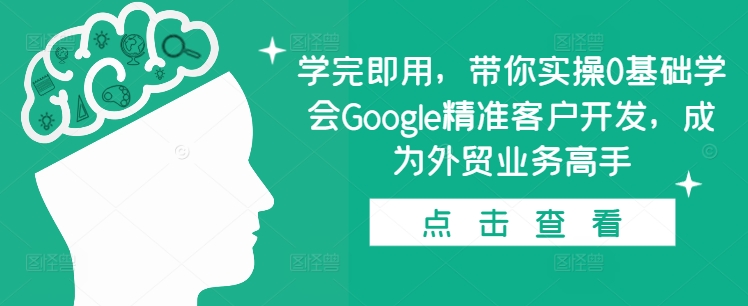 学完即用，带你实操0基础学会Google精准客户开发，成为外贸业务高手-财兔窝项目网