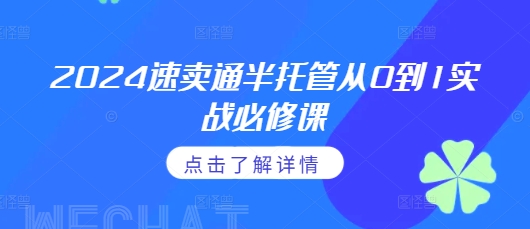 2024速卖通半托管从0到1实战必修课，掌握通投广告打法、熟悉速卖通半托管的政策细节-财兔窝项目网