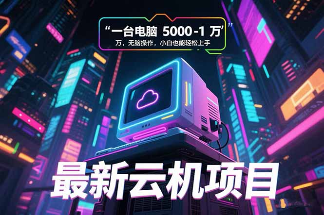 最新云机项目 一台电脑5000到10000 无脑操作小白也能轻松上手-财兔窝项目网