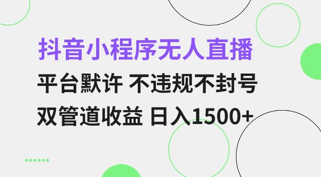 抖音小程序无人直播 平台默许 不违规不封号 双管道收益 日入多张 小白也能轻松操作【仅揭秘】-财兔窝项目网