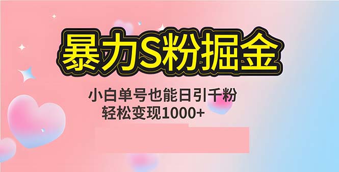 单人单机日引千粉，变现1000+，S粉流量掘金计划攻略-财兔窝项目网