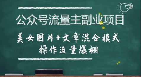 公众号流量主副业项目，美女图片+文章混合模式操作流量爆棚-财兔窝项目网