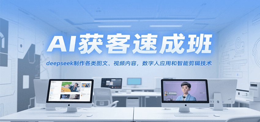 AI获客速成班，deepseek制作各类图文、视频内容，数字人应用和智能剪辑技术-财兔窝项目网