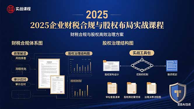 2025企业财税合规与股权布局的实战课程：财税合规与股权高效治理方案-财兔窝项目网