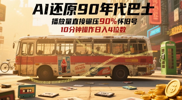 AI还原90年代巴士，一帧就让70后泪崩，播放量直接碾压90%怀旧号，每天操作十分钟，日入四位数-财兔窝项目网