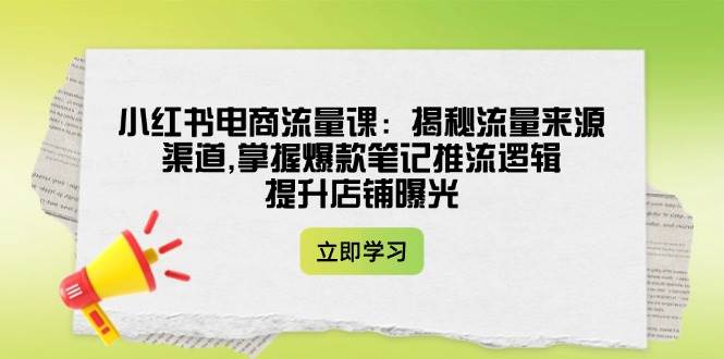 小红书电商流量课：揭秘流量来源渠道,掌握爆款笔记推流逻辑,提升店铺曝光-财兔窝项目网