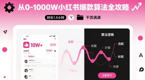 从0-1000W小红书爆款算法全攻略，时长1.5小时，干货满满-财兔窝项目网