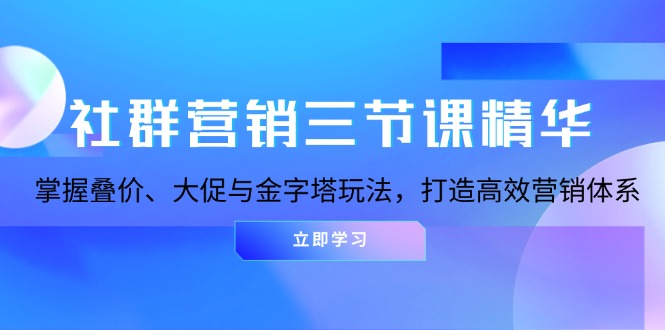 社群营销三节课精华：掌握叠价、大促与金字塔玩法，打造高效营销体系-财兔窝项目网