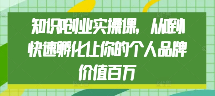 知识IP创业实操课，从0到1快速孵化让你的个人品牌价值百万-财兔窝项目网