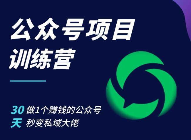 公众号项目训练营，30天做1个赚钱的公众号，秒变私域大佬-财兔窝项目网