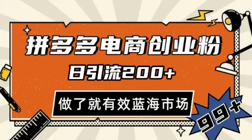 拼多多引流电商创业粉，日引200+，可矩阵放大，做了就有效【揭秘】-财兔窝项目网
