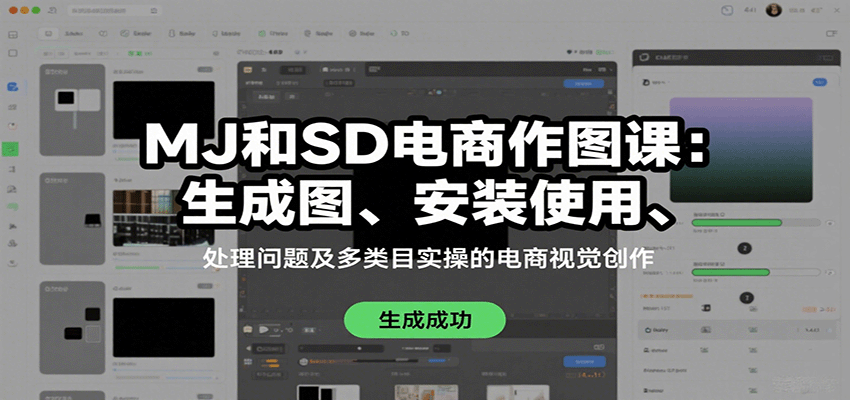 MJ和SD电商作图课：生成图、安装使用、处理问题及多类目实操的电商视觉创作-财兔窝项目网