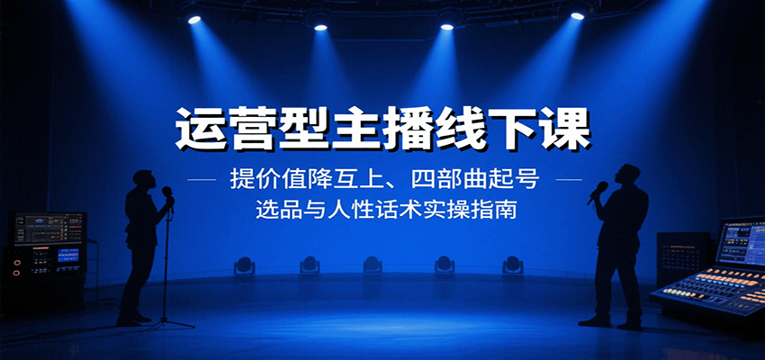 运营型主播线下课：提价值降互上、四部曲起号、选品与人性话术实操指南-财兔窝项目网