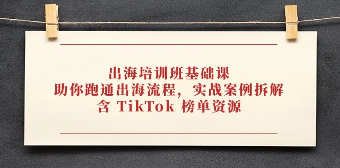 出海培训班基础课，助你跑通出海流程，实战案例拆解，含 TikTok 榜单资源-财兔窝项目网