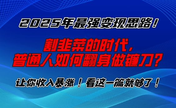 2025年最强变现思路，割韭菜的时代， 普通人如何翻身做镰刀？【揭秘】-财兔窝项目网
