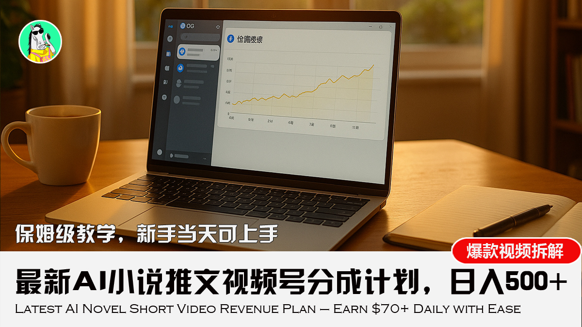 最新AI小说推文视频号分成计划，新手小白也能当天日入500+教程-财兔窝项目网