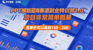 PPT模版蓝海赛道副业特训营1.0，项目非常简单粗暴，客单价可以高到150-200-财兔窝项目网