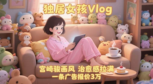 单个账号涨粉71W！用AI制作独居女孩Vlog，宫崎骏画风，治愈感拉满，一条广告报价3W-财兔窝项目网