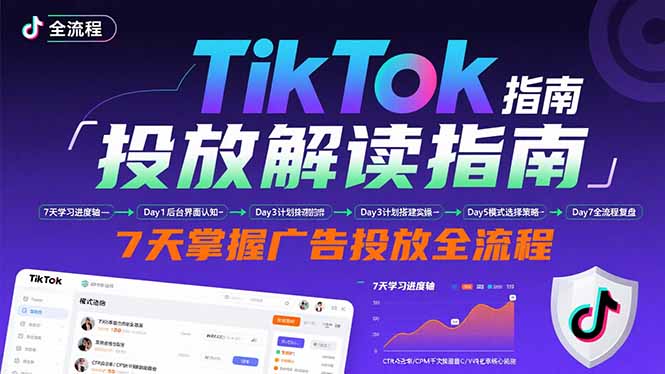 TikTok投放解读指南：后台操作/计划建立/模式选择，7天掌握广告投放全流程-财兔窝项目网