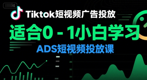 Tiktok短视频广告投放，适合0-1小白学习ADS短视频投放课-财兔窝项目网