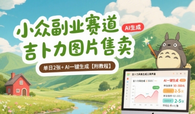 小众副业赛道 吉卜力图片售卖 单日2张+ AI一键生成【附教程】-财兔窝项目网